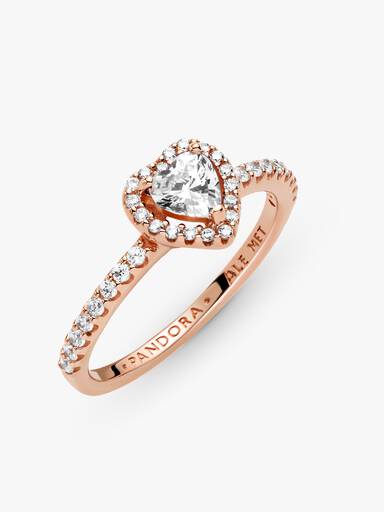 Anillo corazón elevado reluciente