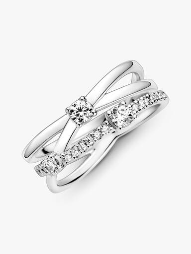 Anillo Banda triple resplandeciente