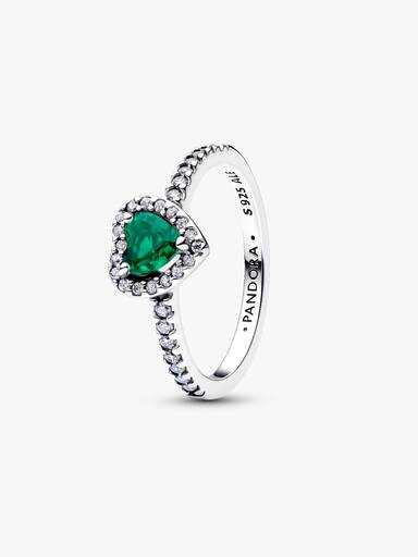Anillo Corazón elevado verde real