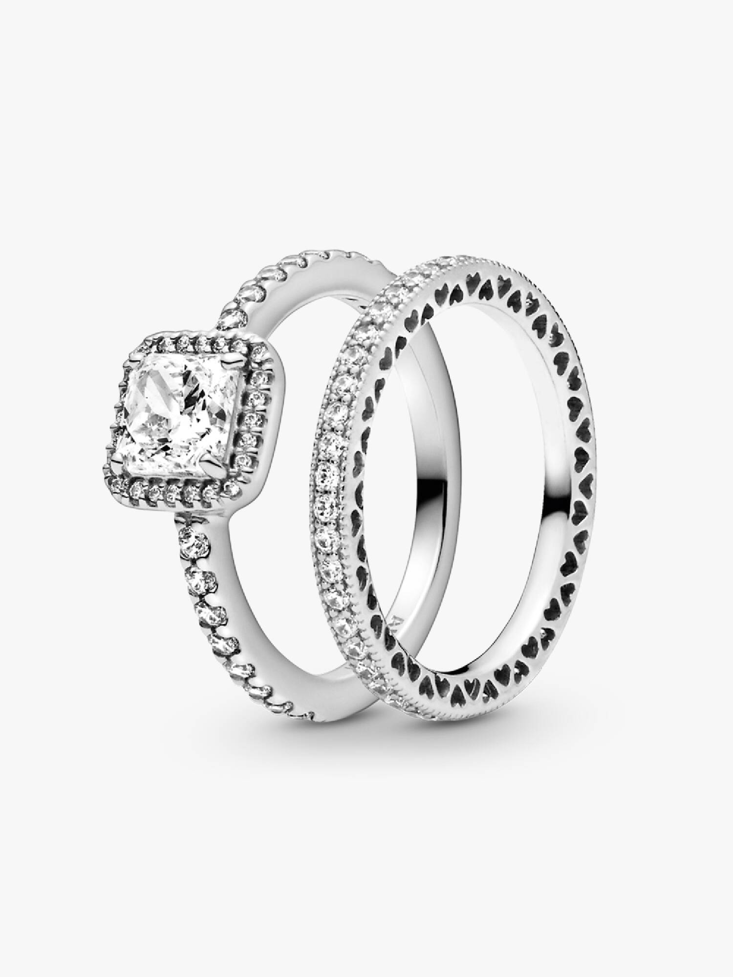 Set anillos Halo cuadrados Elegancia Verdadera