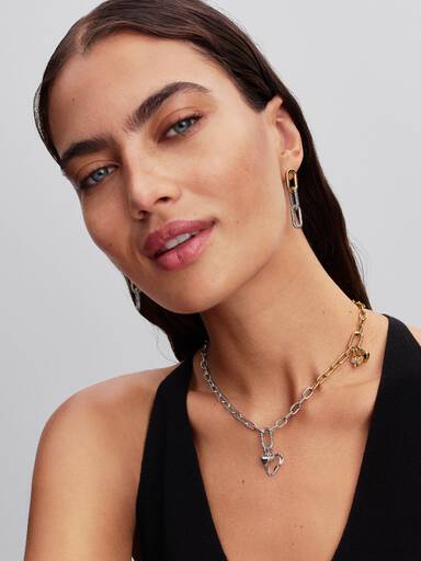 Collar de cadena de eslabones en dos tonos