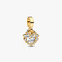 Charm Colgante Doble Corazón Brillante Dorado Charm Colgante Doble Corazón Brillante Dorado