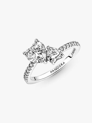 Anillo reluciente Corazón doble