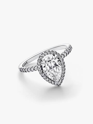 Anillo Halo Brillante Corte Pera