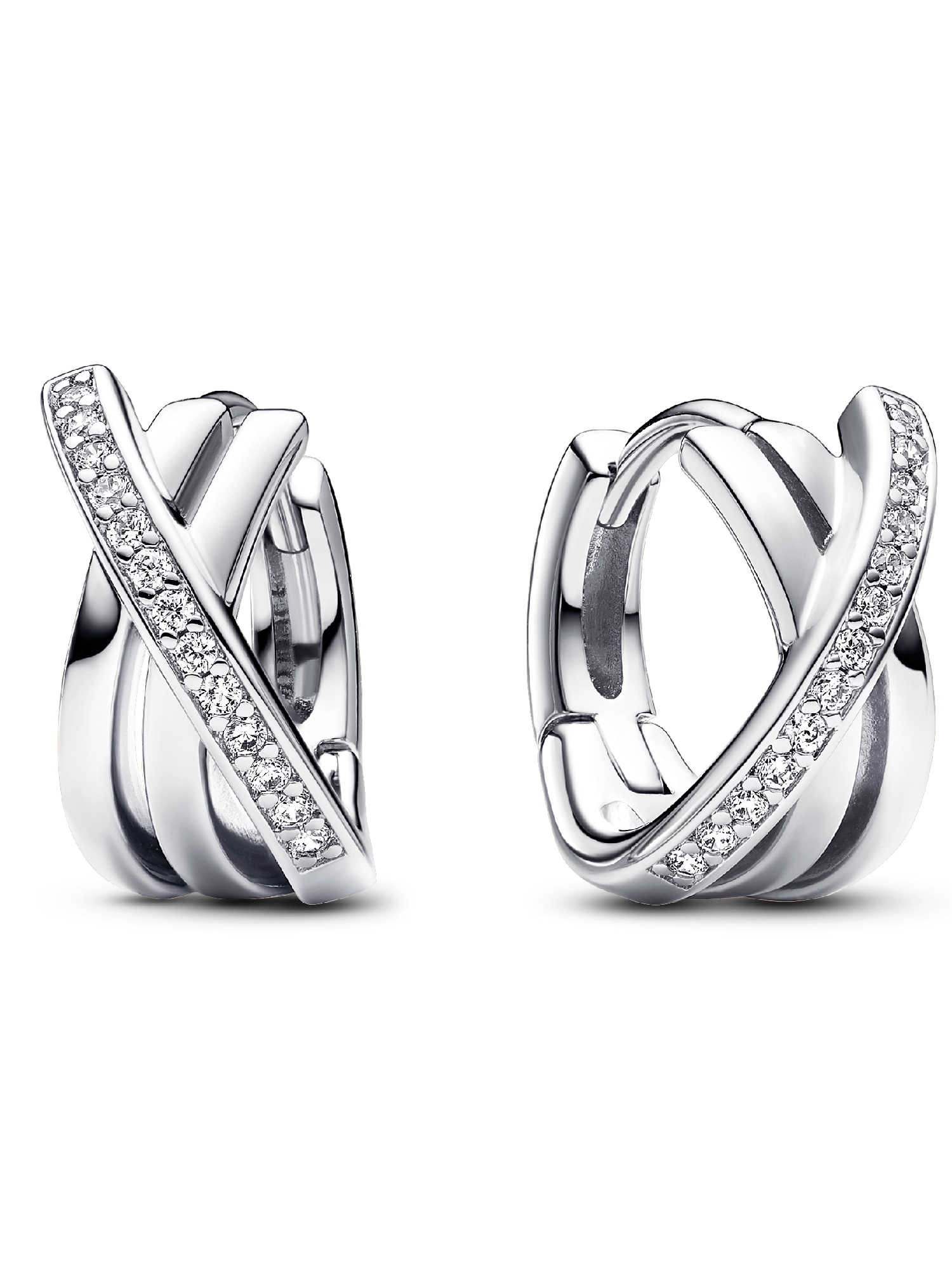 Aretes de aro Pavé Cruzado