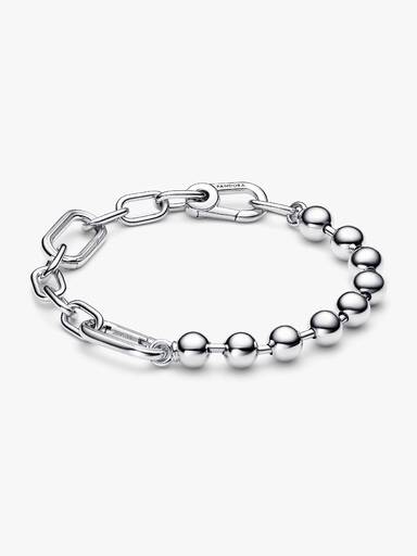 Brazalete de cadena de eslabones y cuentas de metal
