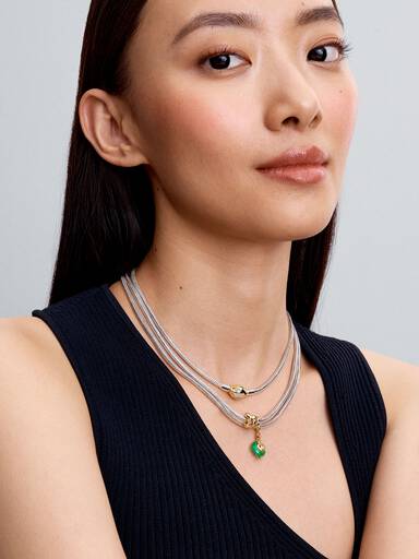 Charm Colgante cristal Murano verde con serpiente