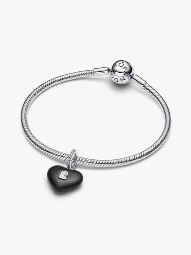 Charm Colgante Candado de Corazón de Cerámica Negro Mate