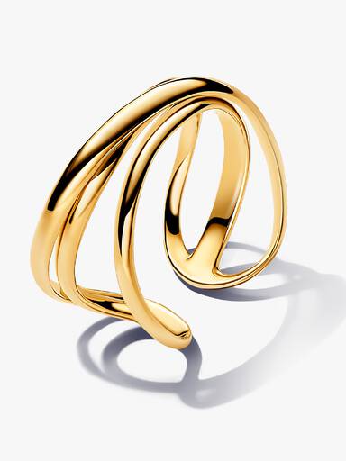 Anillo Abierto Triple Banda Forma Orgánica