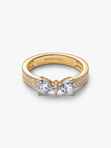 Anillo Doble Fila Moño Brillante