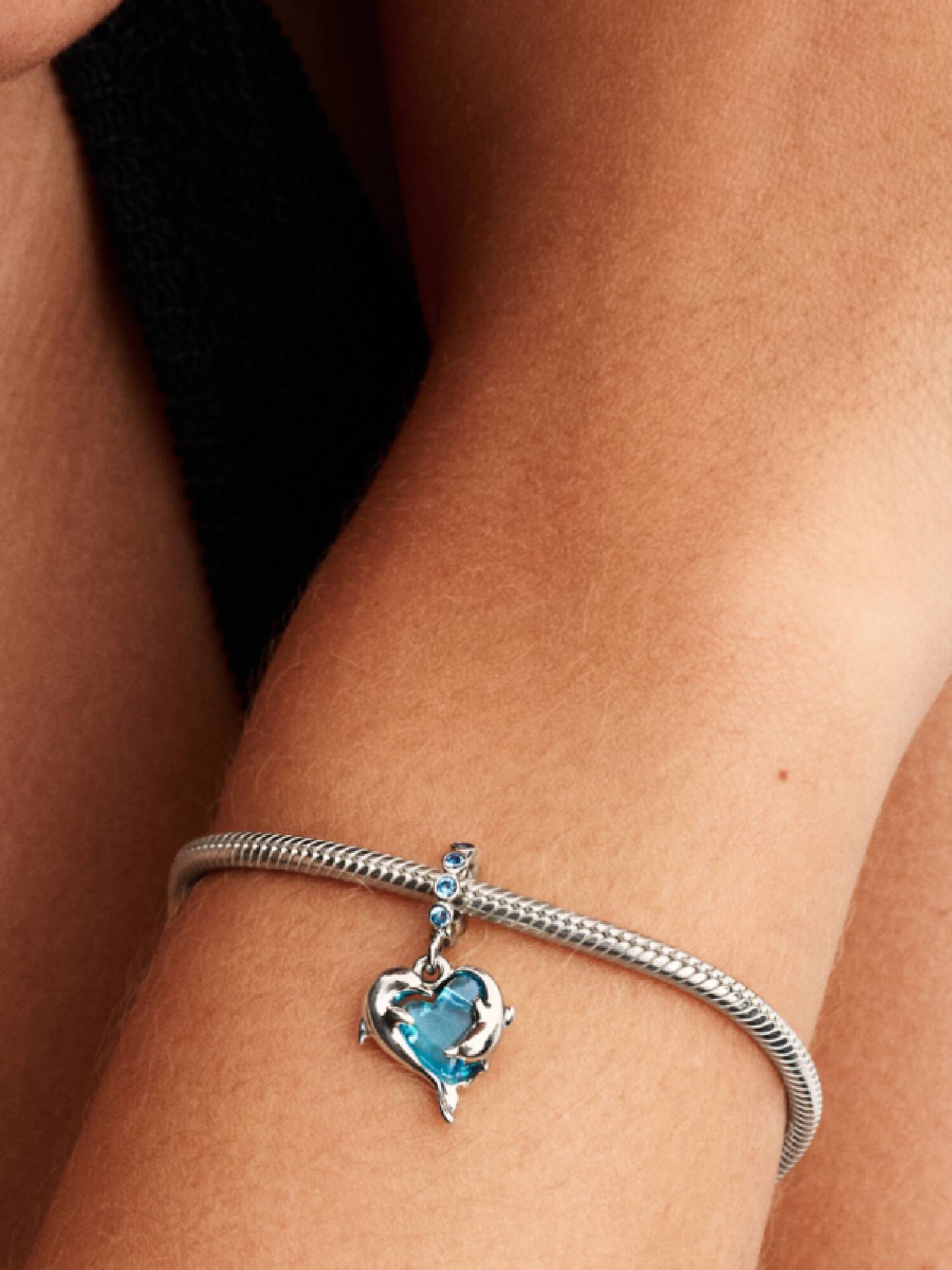 Charm colgante Delfines de cristal Murano azul