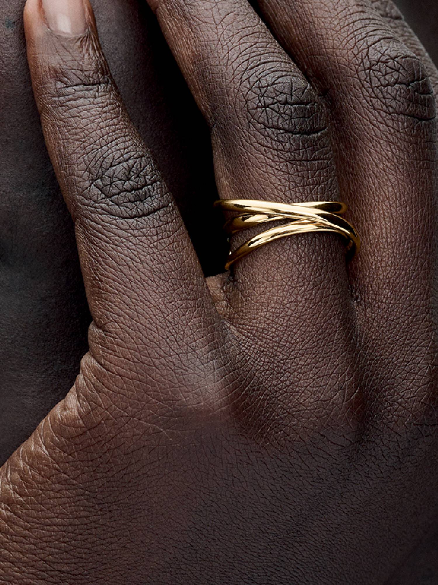 Anillo Abierto Triple Banda Forma Orgánica