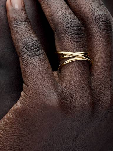 Anillo Abierto Triple Banda Forma Orgánica