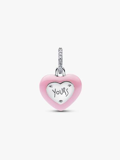 Charm colgante Candado corazón de ceramica rosa