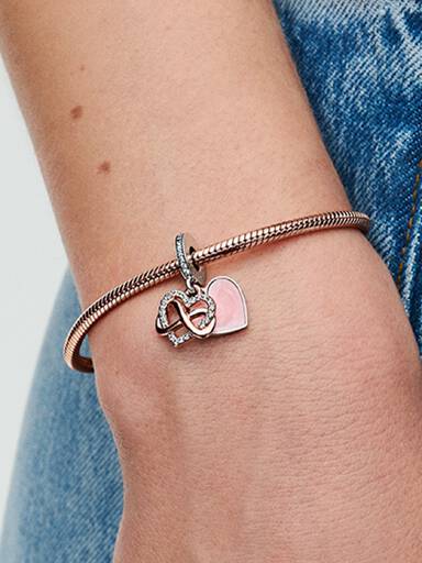 Charm colgante Corazón con Infinito resplandeciente