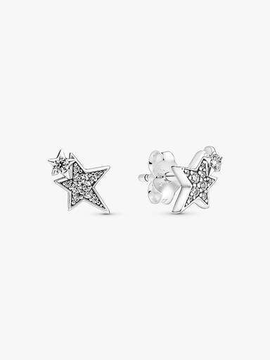 Aretes de botón Estrellas asimétricas resplandecientes