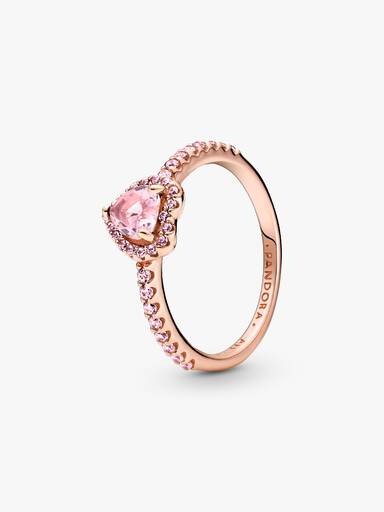 Anillo corazón elevado reluciente