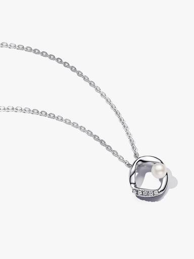 Collar Collier Círculo en pavé con forma orgánica y perlas cultivadas de agua dulce tratada