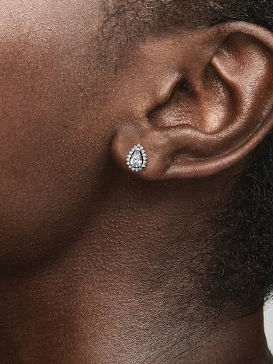 Aretes de botón Halo Brillante Corte Pera