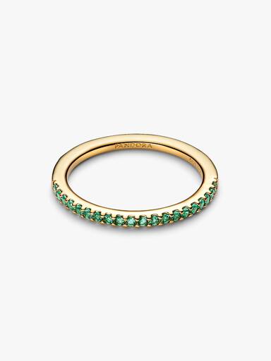 Anillo Eternidad Media Banda Verde Resplandeciente