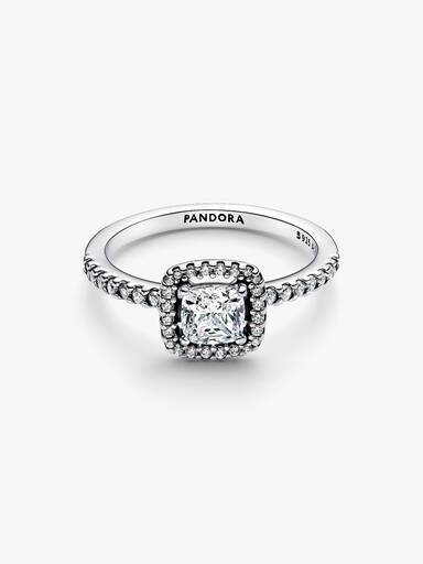 Anillo Halo cuadrado brillante