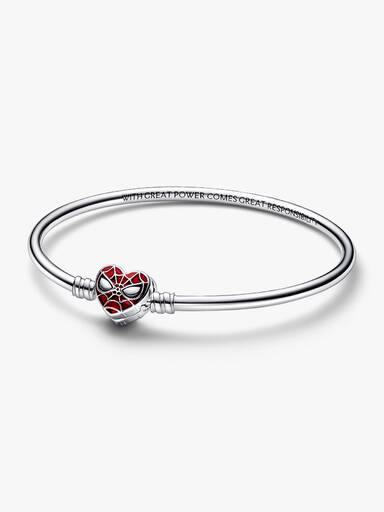 Brazalete rígido Pandora Moments con broche de máscara de Spiderman de Marvel