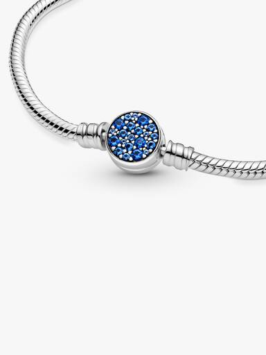 Brazalete cadena de serpiente con broche de disco azul brillante