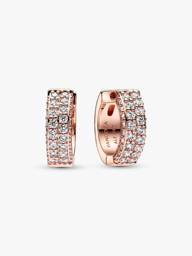 Aretes de aro con hilera doble en pavé