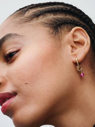 Aretes de Aro Pandora Moments para Charm Pequeños Bañado en Oro de 14k