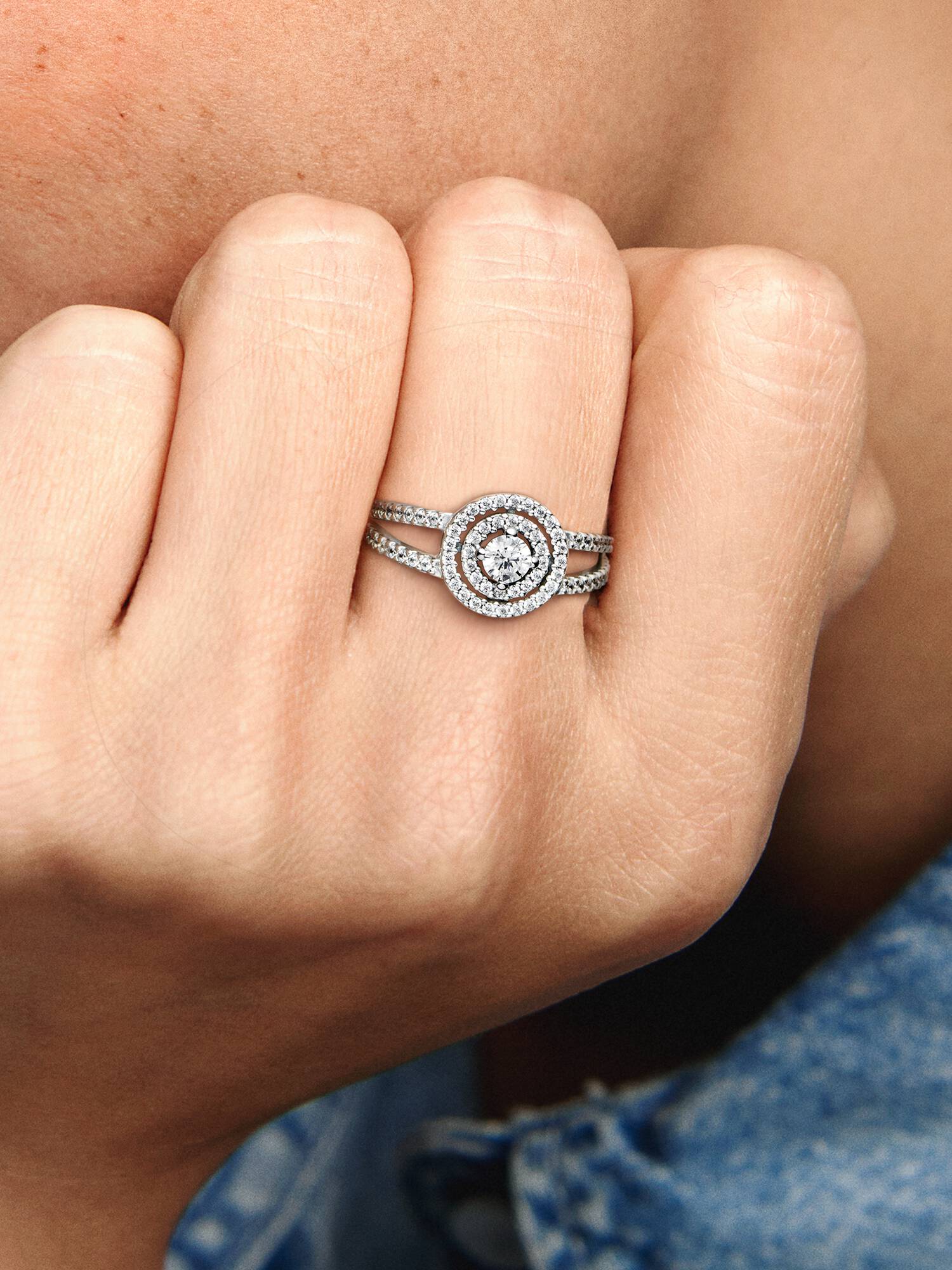 Anillo Halo doble resplandeciente