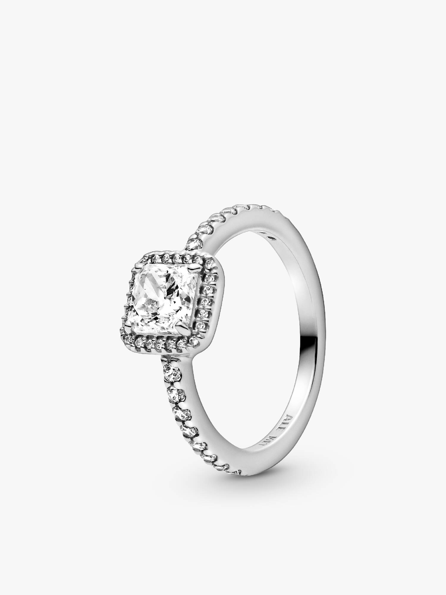Anillo cuadrado con halo brillante