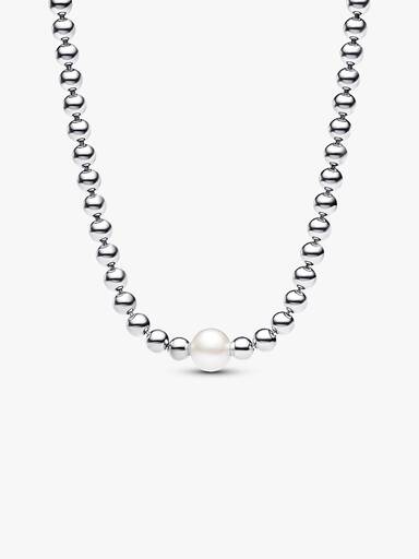 Collar Collier Perla Cultivada de Agua Dulce Tratada y Abalorios
