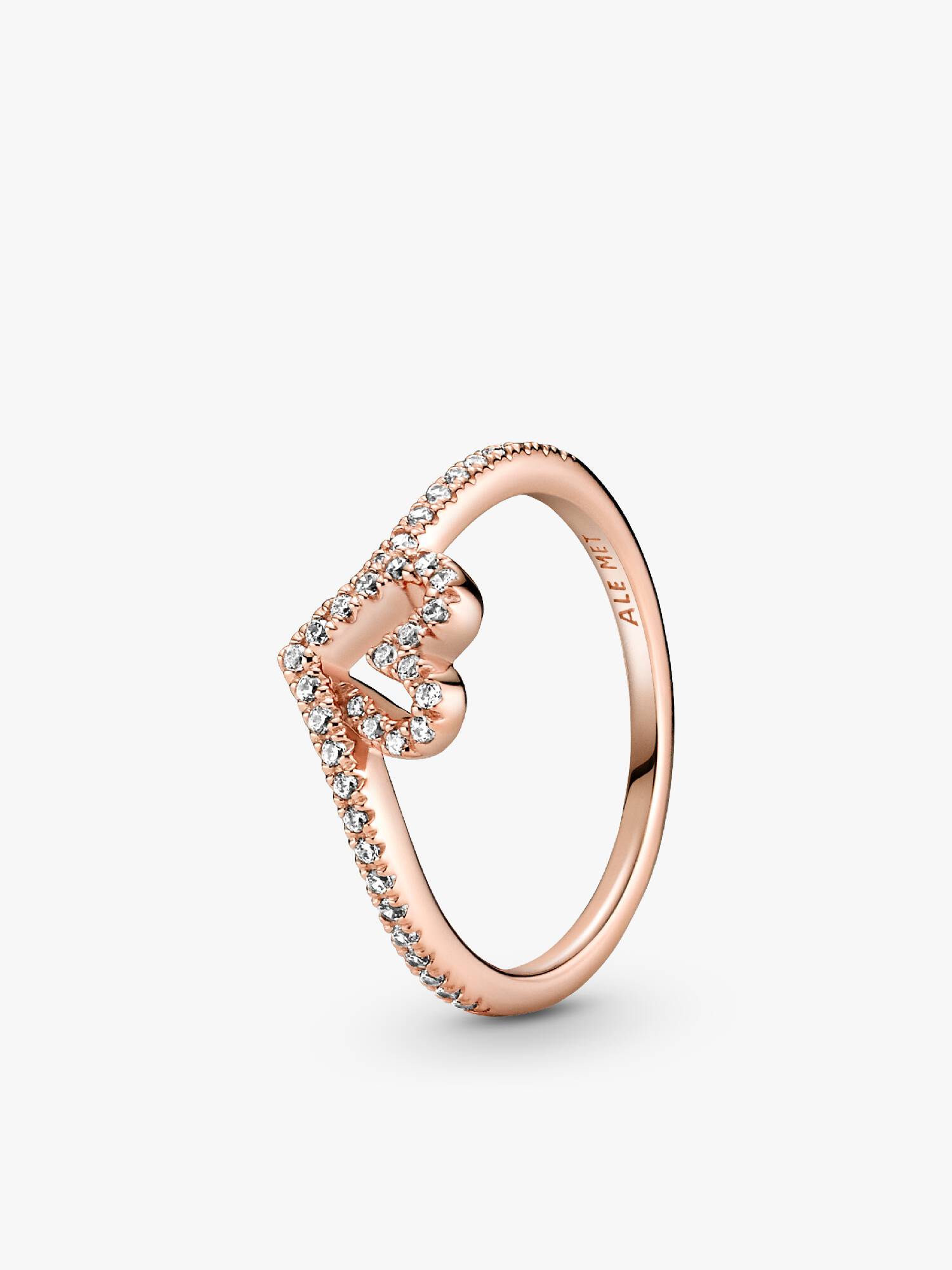 Anillo Hueso de los deseos con corazón reluciente
