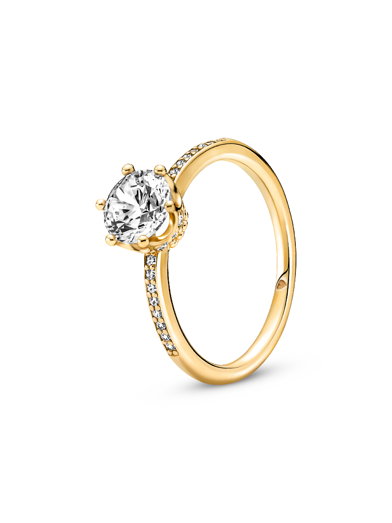 Anillo solitario Corona reluciente transparente