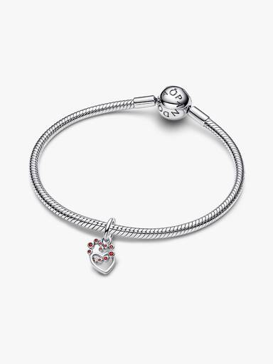 Charm colgante Corazones conectados y piedras rojas