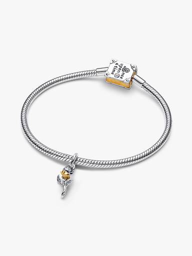 Charm colgante Rosa Encantada de Bella de Disney con diamante de laboratorio