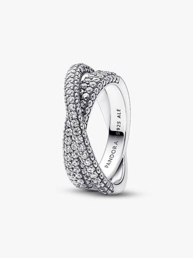 Anillo Doble Cruzado en Pavé de Pandora Timeless