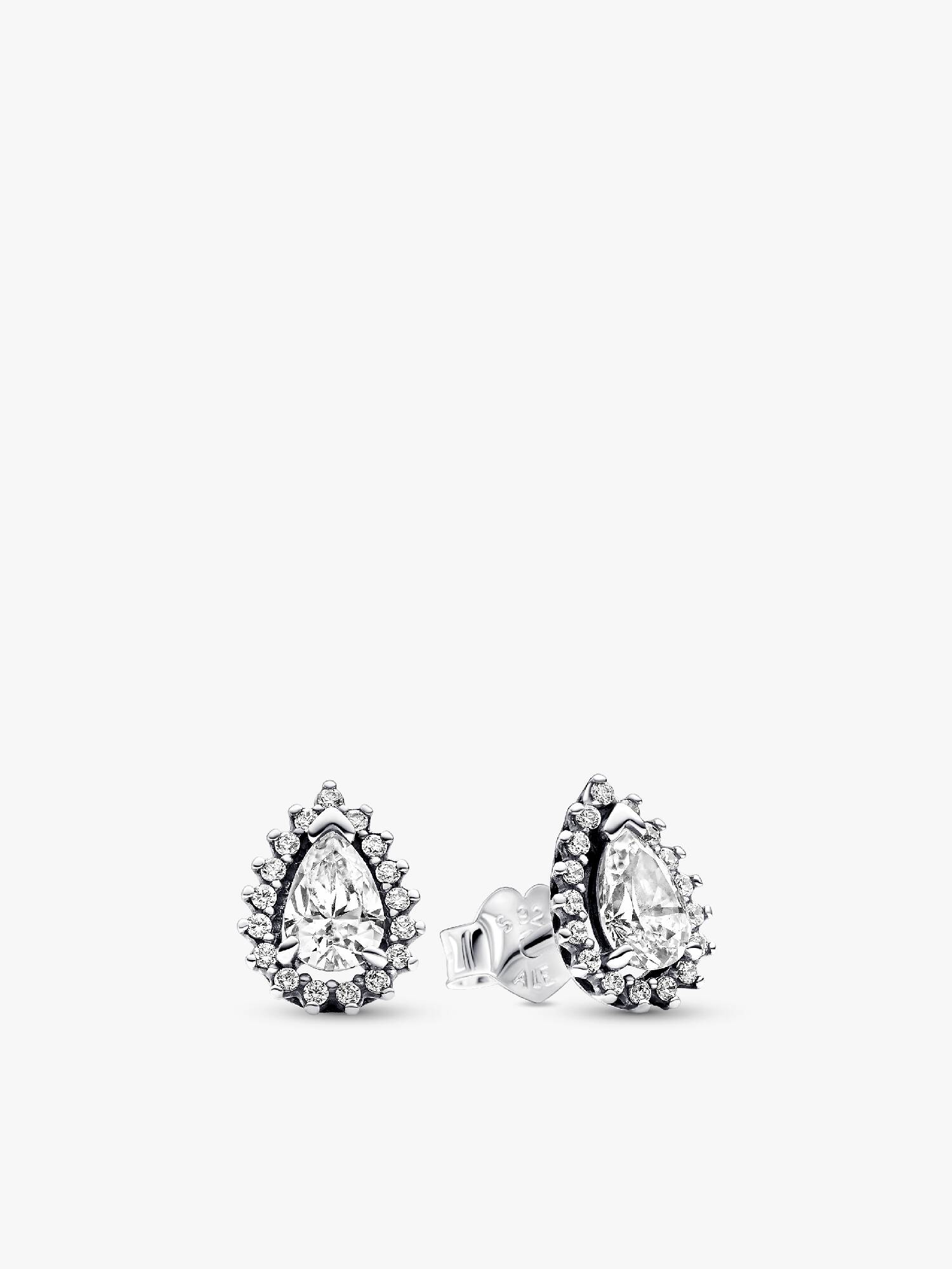 Aretes de botón Halo Brillante Corte Pera