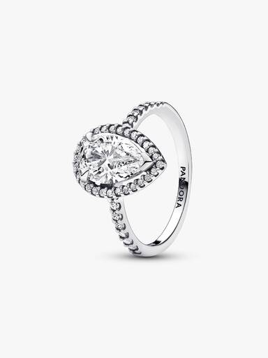 Anillo Halo Brillante Corte Pera