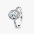 Anillo Halo Ovalado Brillante Plateado Anillo Halo Ovalado Brillante Plateado