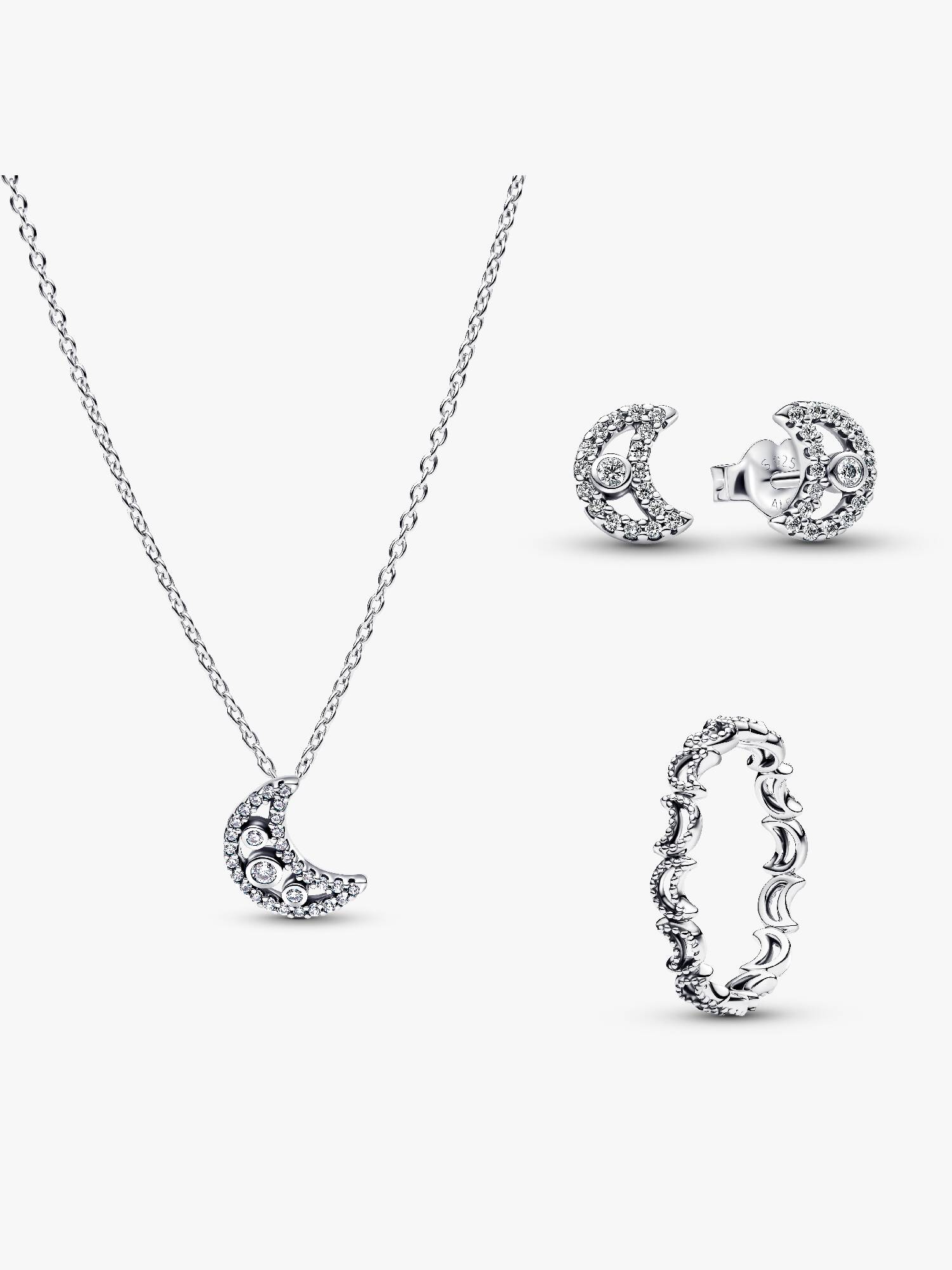 Set  de regalo con collar, pendientes y anillo Crescent Moon