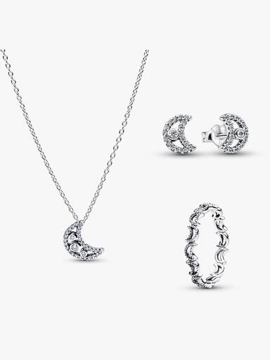 Set de regalo con collar, pendientes y anillo Crescent Moon