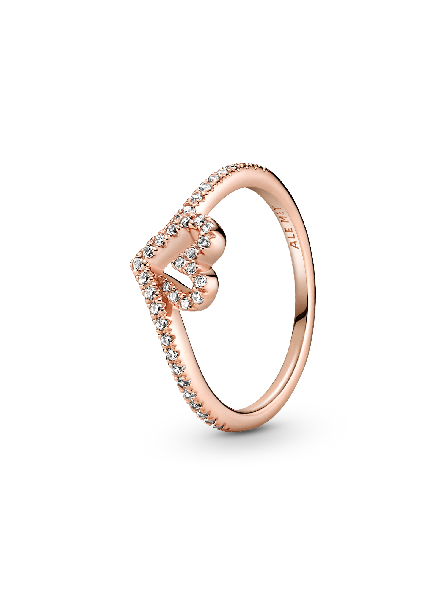Anillo Hueso de los deseos con corazón reluciente