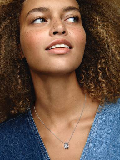 Collar Collier Halo Brillante Corte Pera