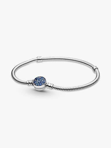 Brazalete cadena de serpiente con broche de disco azul brillante