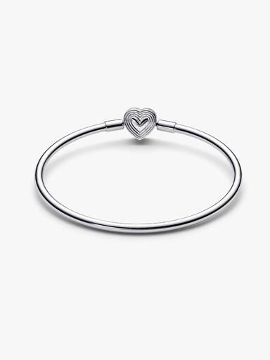 Sterling silver bangle with heart clasp