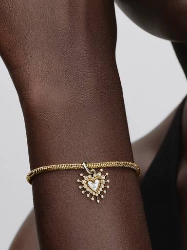 Charm colgante doble Corazón radiante