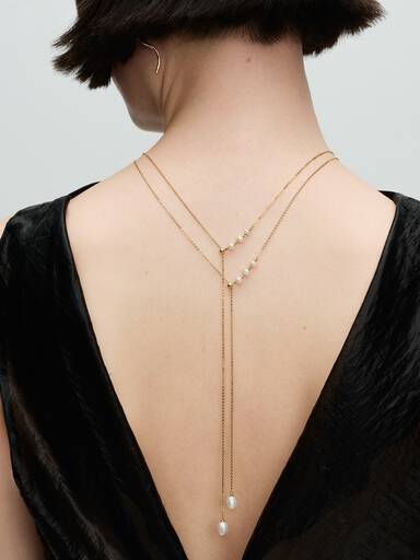 Collar de gota Perla cultivada de agua dulce tratada