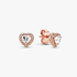 Aretes de botón Corazón elevado reluciente Aretes de botón Corazón elevado reluciente