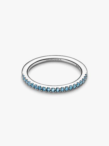 Anillo Eternidad Media Banda Aguamarina Resplandeciente